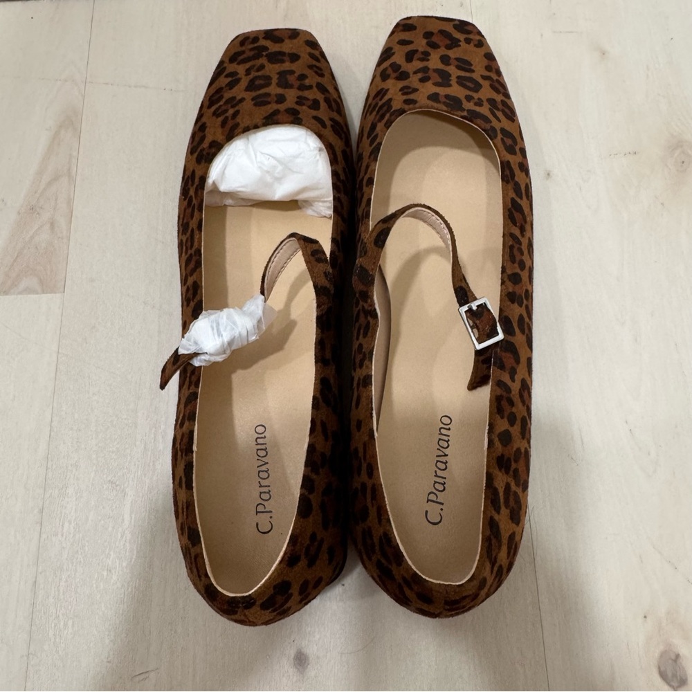 Caparros Leopard Print Mary Jane Flats - Tan/Black - Picture 13 of 16